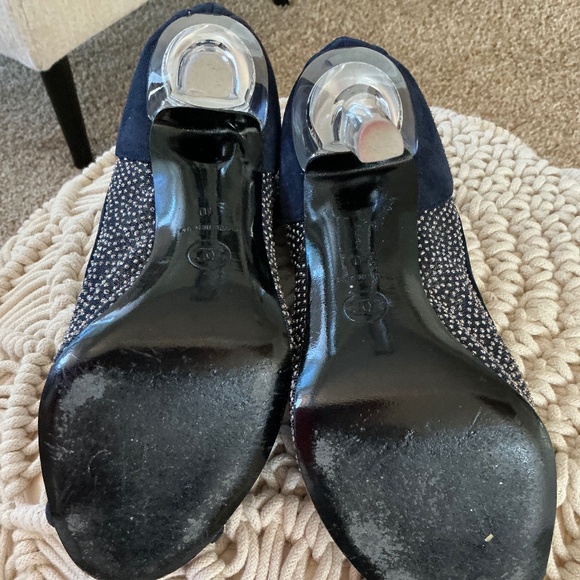 Chanel Crystal Mesh Open Toe Navy Booties -40 Authentic - Picture 5 of 6